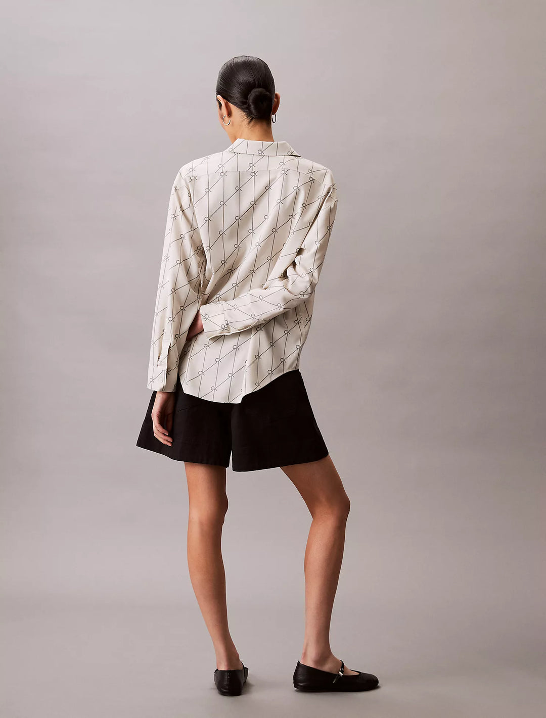 Calvin Klein Printed Tencel Blend Roll Tab Shirt