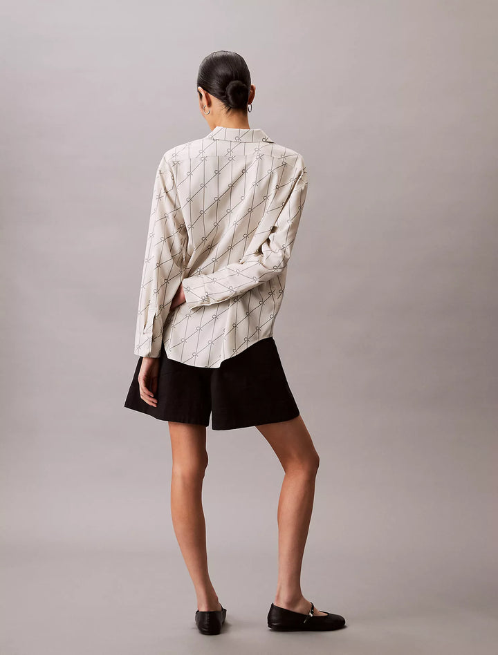 Calvin Klein Printed Tencel Blend Roll Tab Shirt