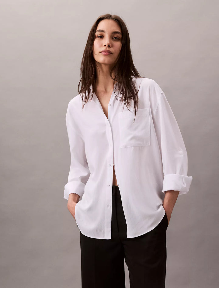 Calvin Klein Tencel Roll Tab Classic Button-Down Shirt