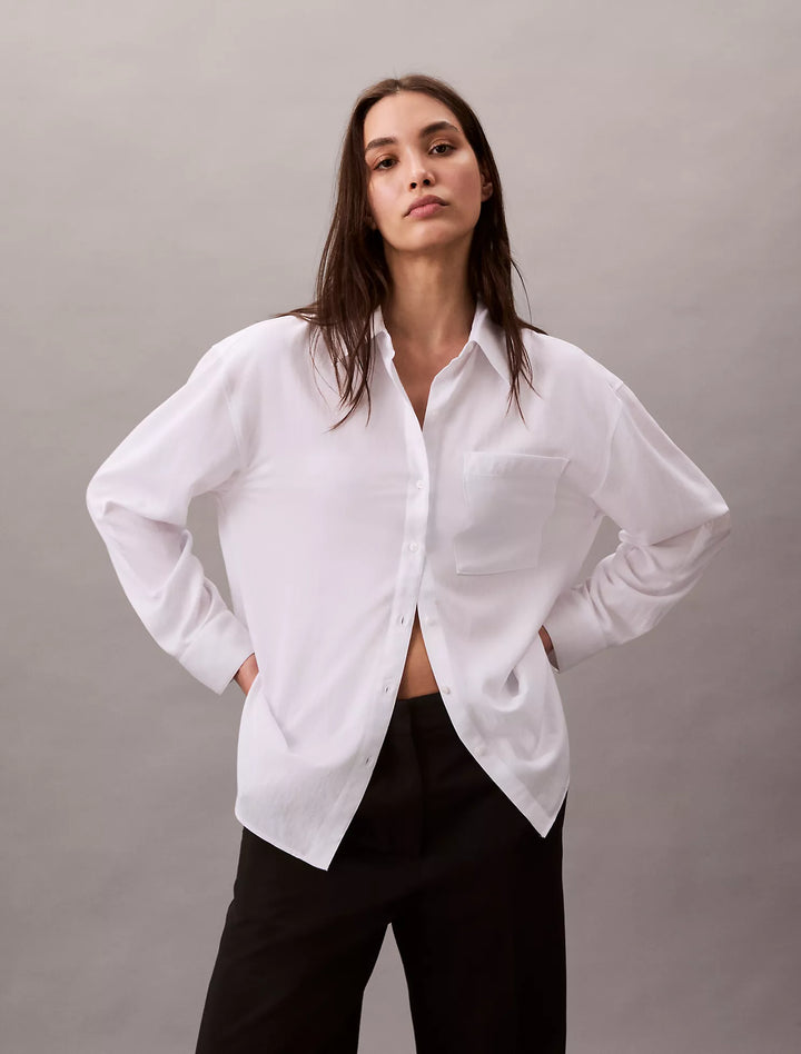 Calvin Klein Tencel Roll Tab Classic Button-Down Shirt