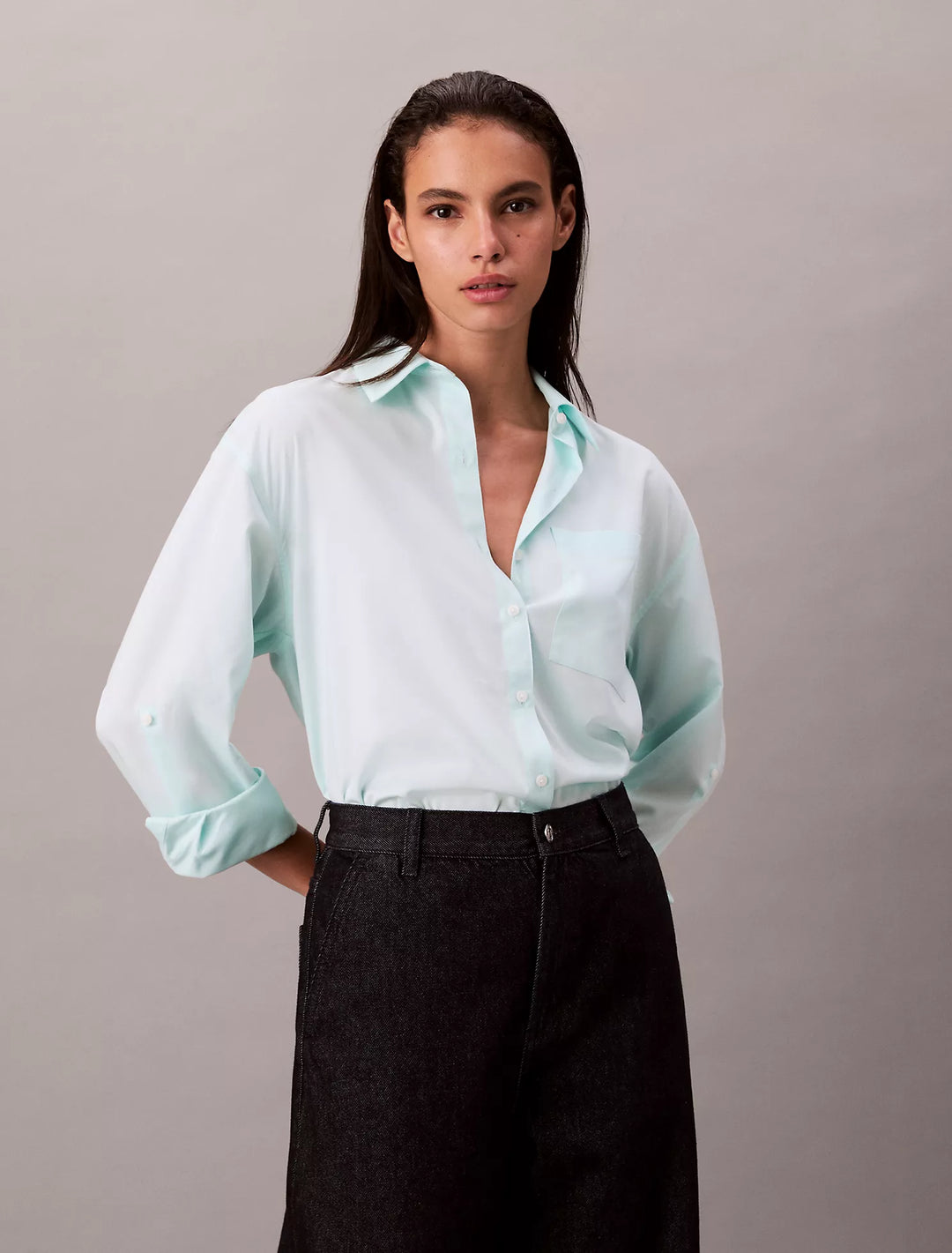 Calvin Klein Tencel Roll Tab Classic Button-Down Shirt