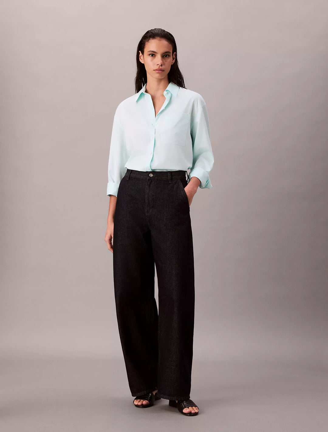 Calvin Klein Tencel Roll Tab Classic Button-Down Shirt