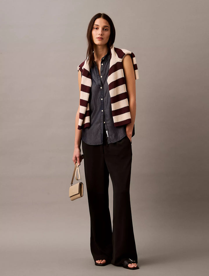 Calvin Klein Sleeveless Denim Button-Down Shirt