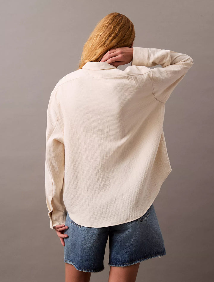 Calvin Klein Double Gauze Roll Tab Button-Down Shirt