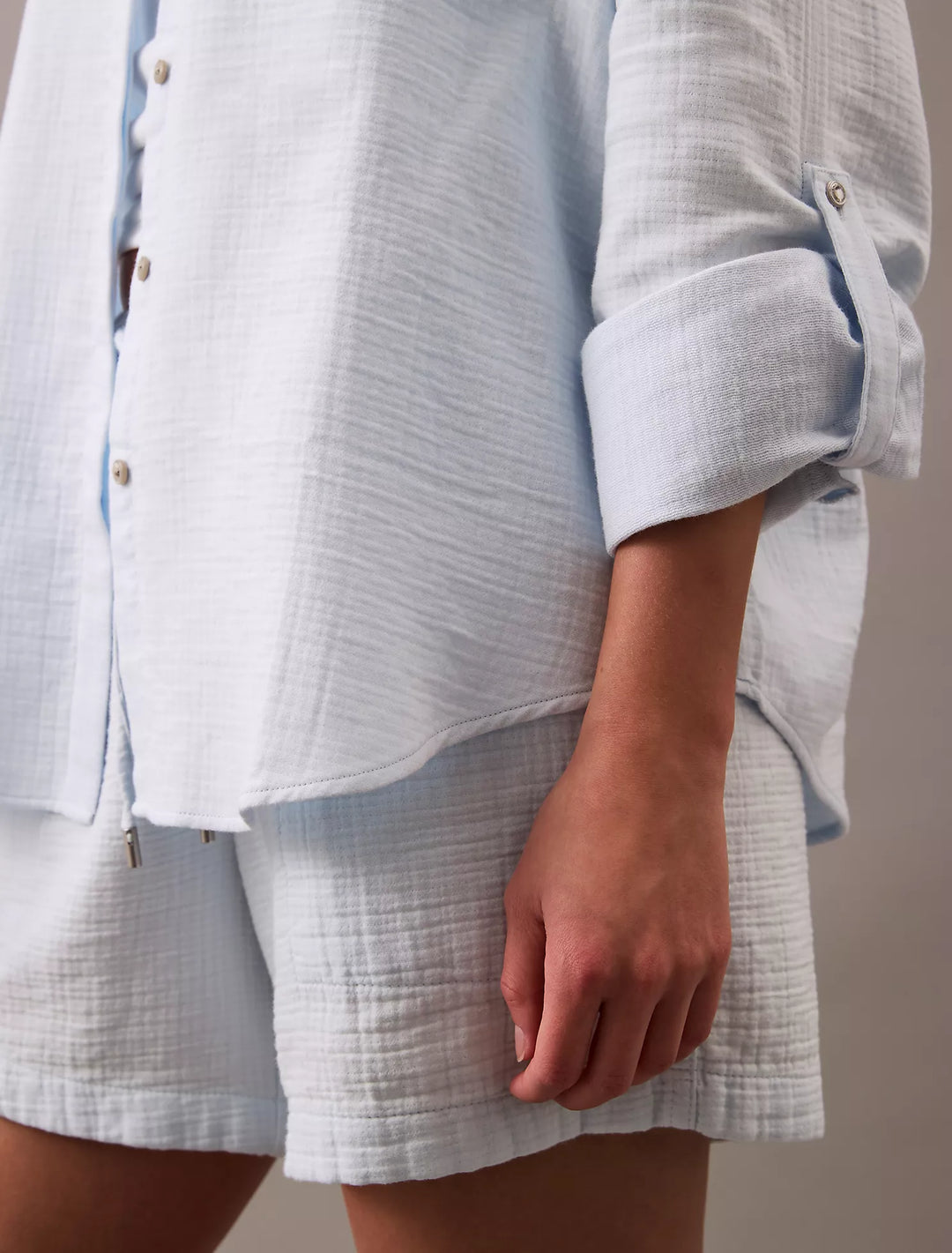 Calvin Klein Double Gauze Roll Tab Button-Down Shirt