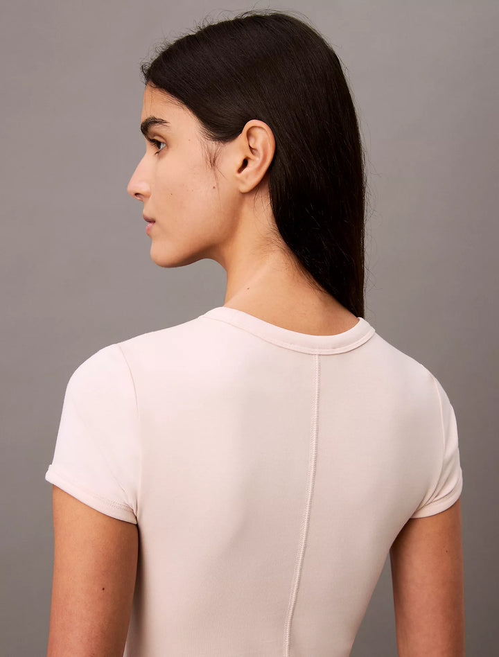 Calvin Klein Cotton Contour Rib Monogram Logo Mini Dress