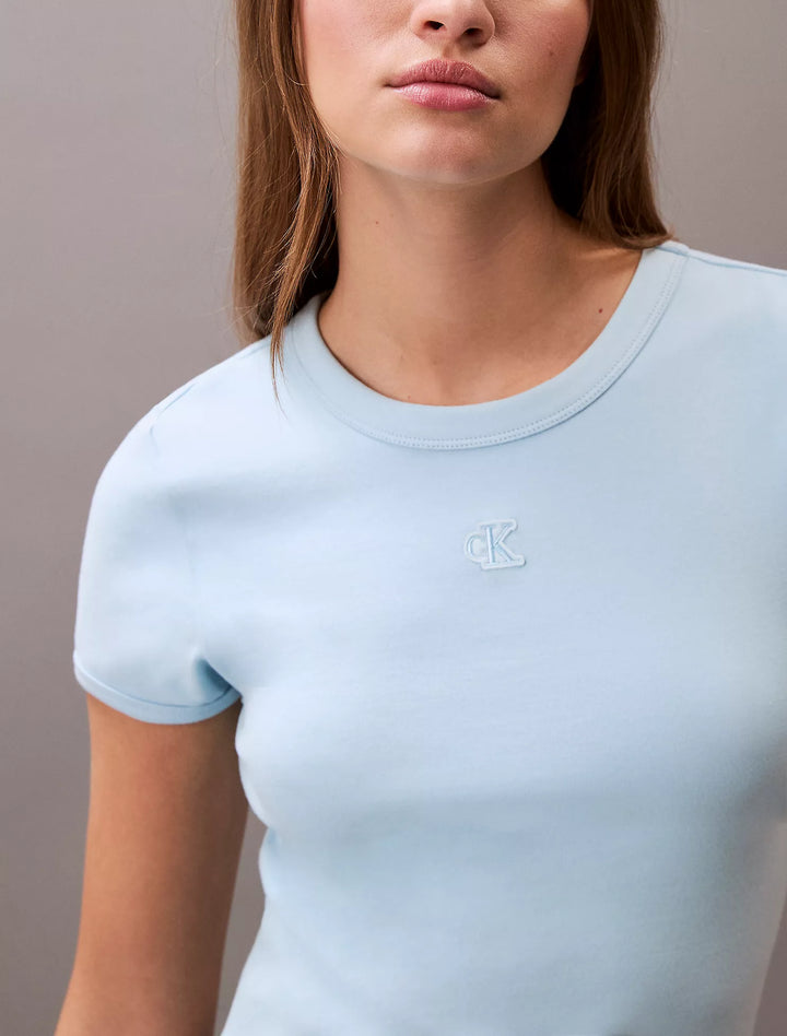 Calvin Klein Cotton Contour Rib Monogram Logo Mini Dress