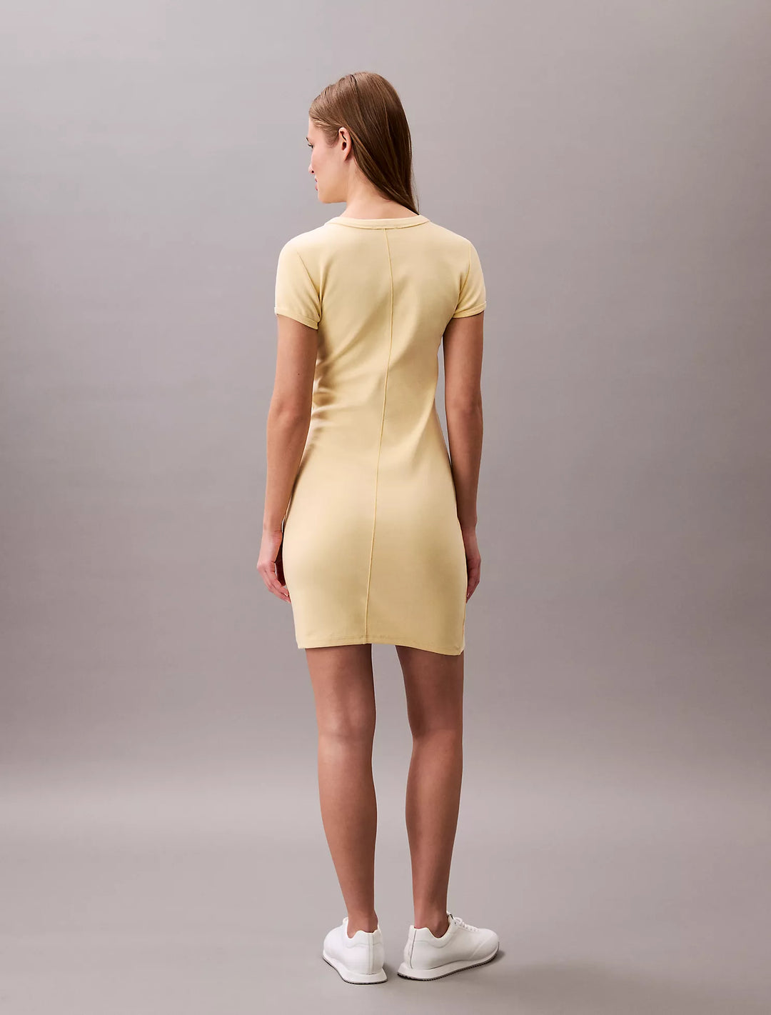 Calvin Klein Cotton Contour Rib Monogram Logo Mini Dress