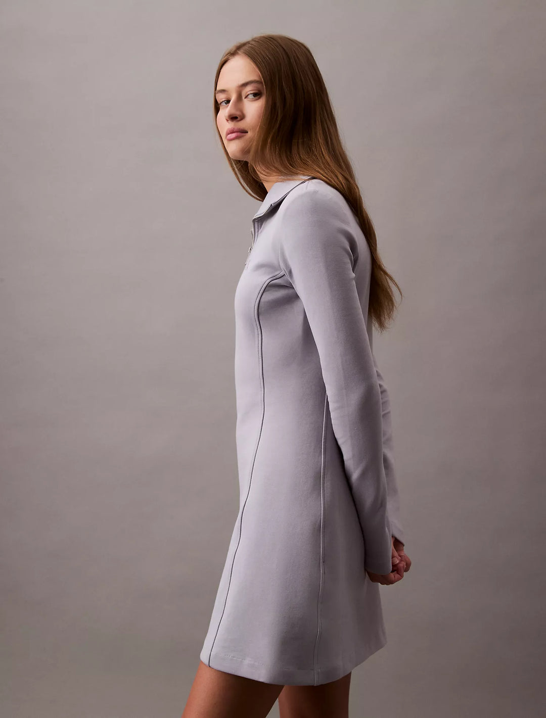 Calvin Klein Scuba Zip Collar Mini Dress