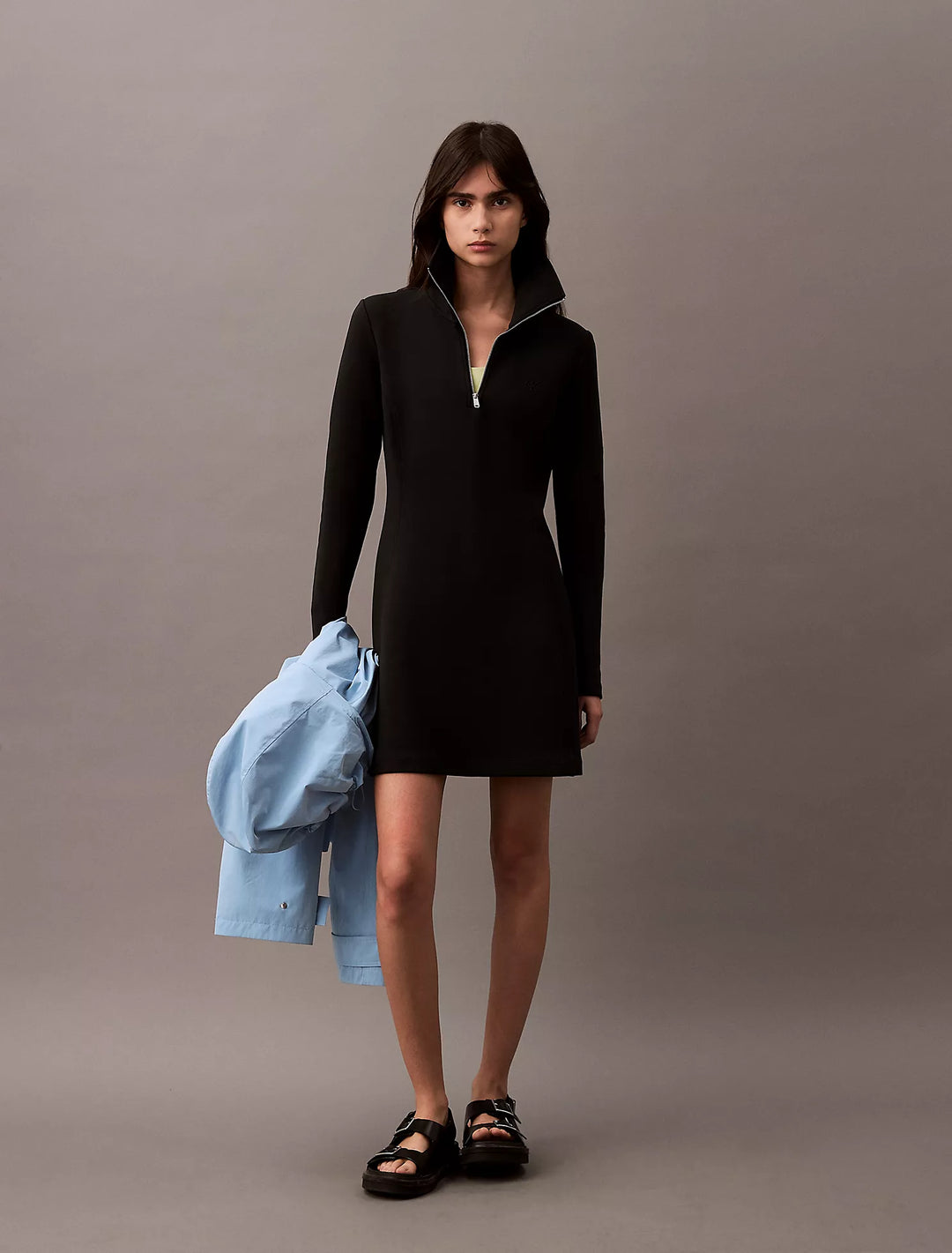 Calvin Klein Scuba Zip Collar Mini Dress