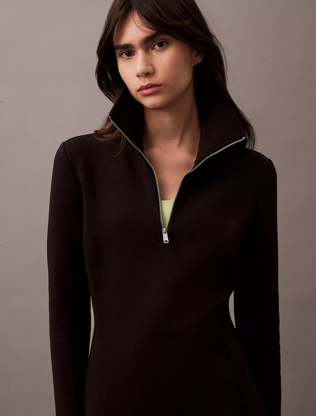 Calvin Klein Scuba Zip Collar Mini Dress