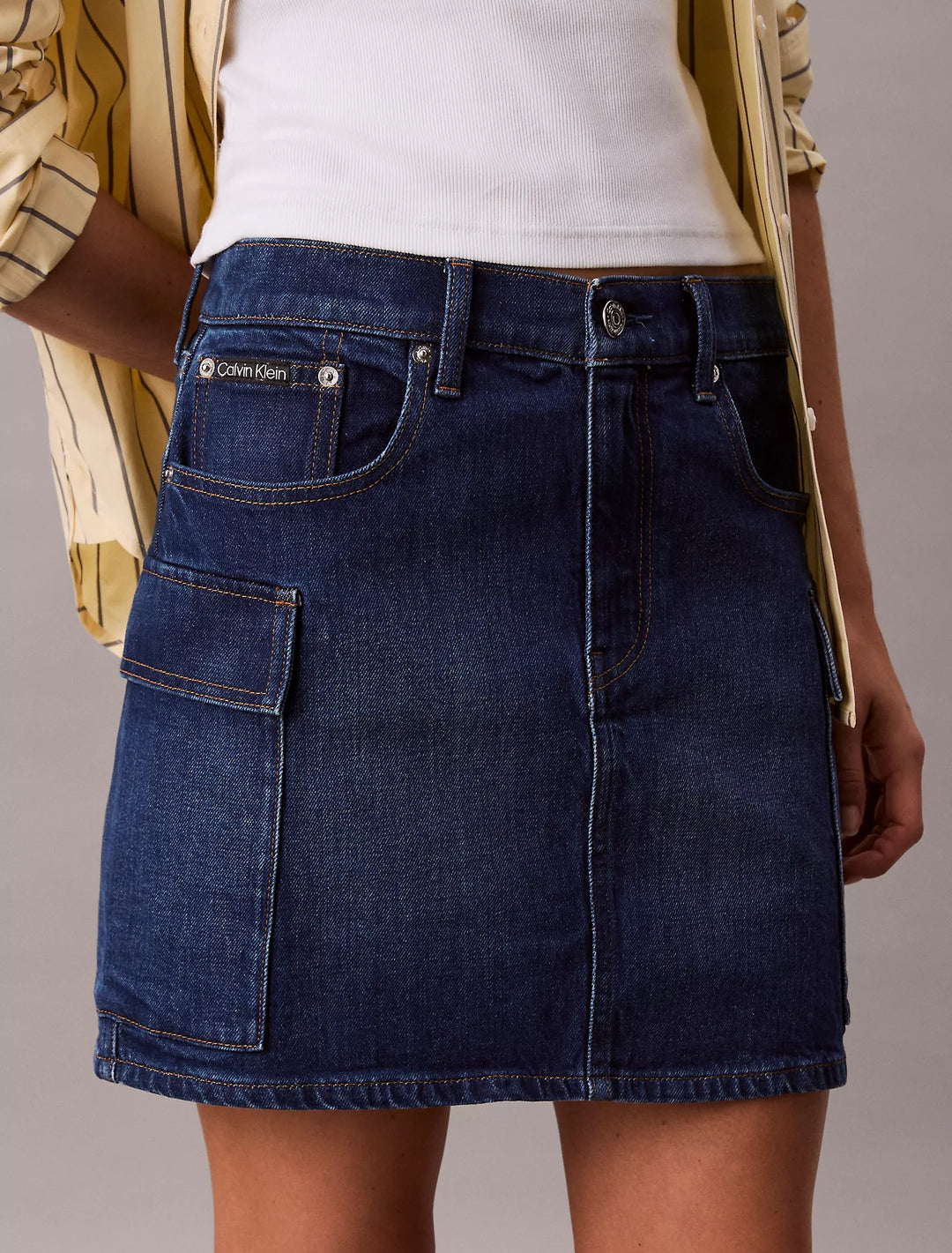 Calvin Klein Denim Cargo Mini Skirt
