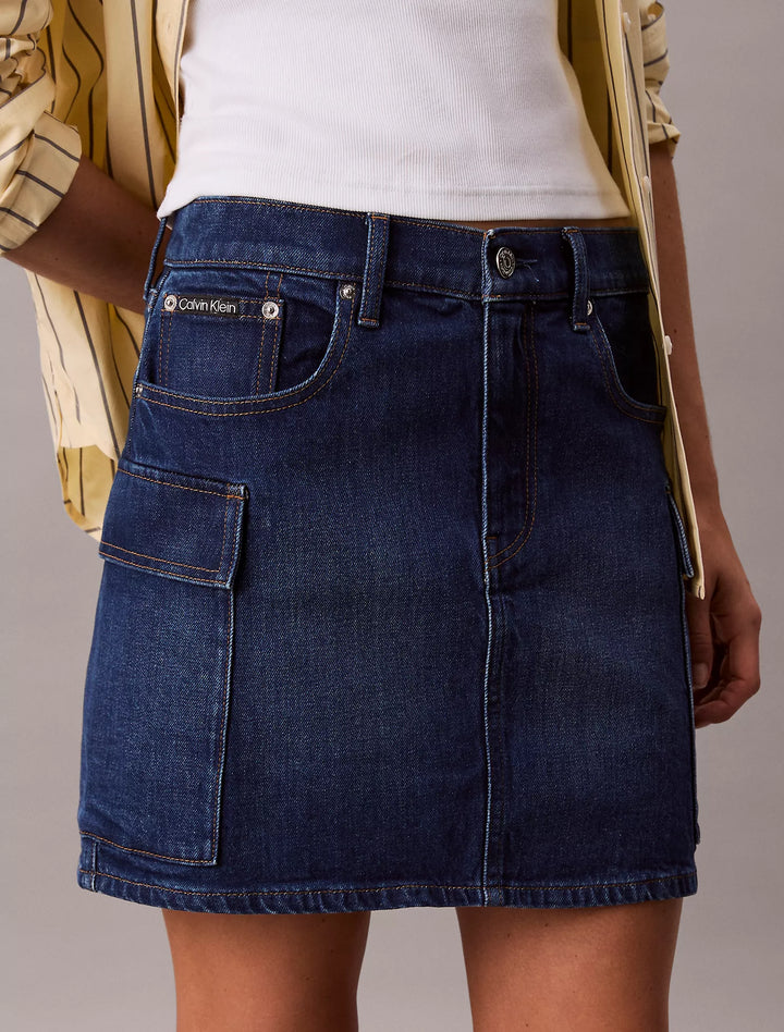 Calvin Klein Denim Cargo Mini Skirt