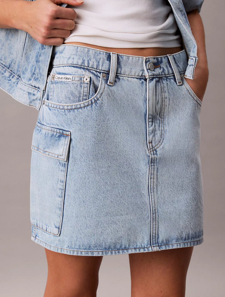 Calvin Klein Denim Cargo Mini Skirt