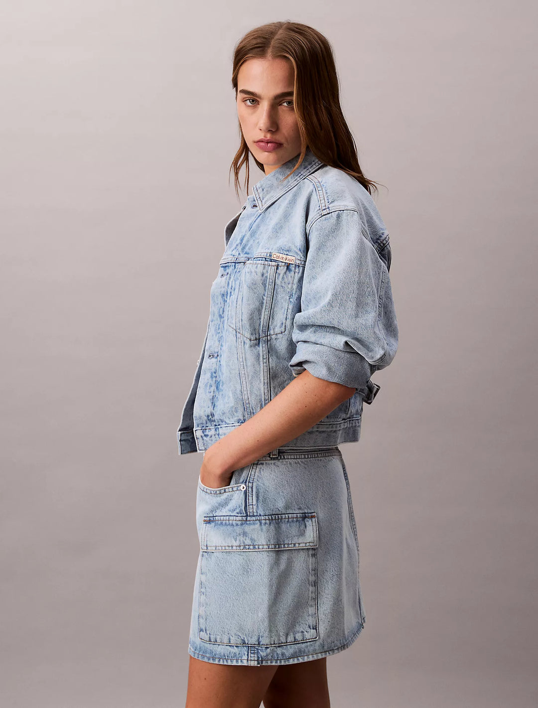 Calvin Klein Denim Cargo Mini Skirt