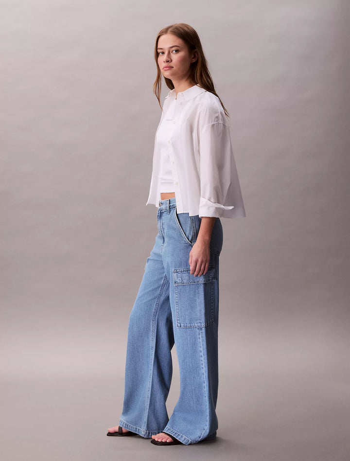 Calvin Klein Tencel Blend Wide Leg Cargo Jean