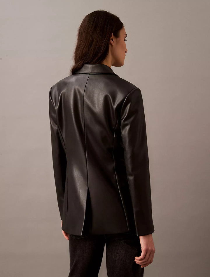 Calvin Klein Faux Leather Slim Fit Blazer