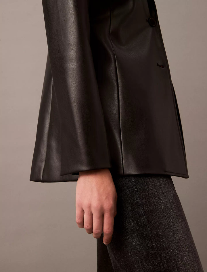 Calvin Klein Faux Leather Slim Fit Blazer