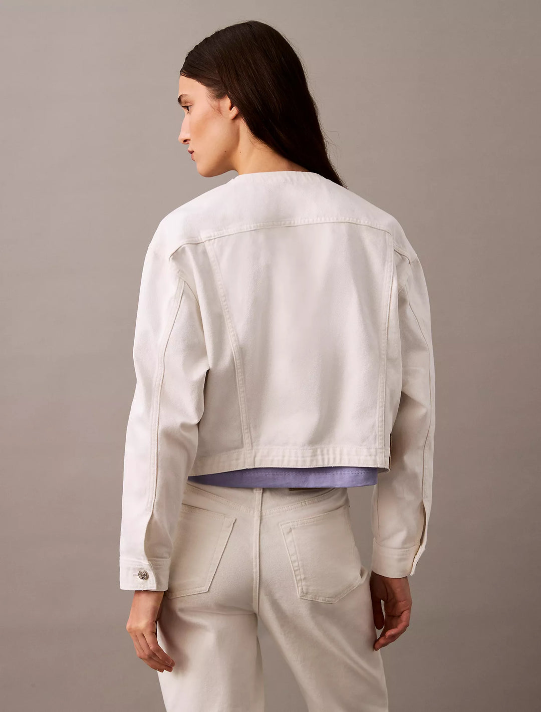 Calvin Klein Cropped Denim Trucker Jacket