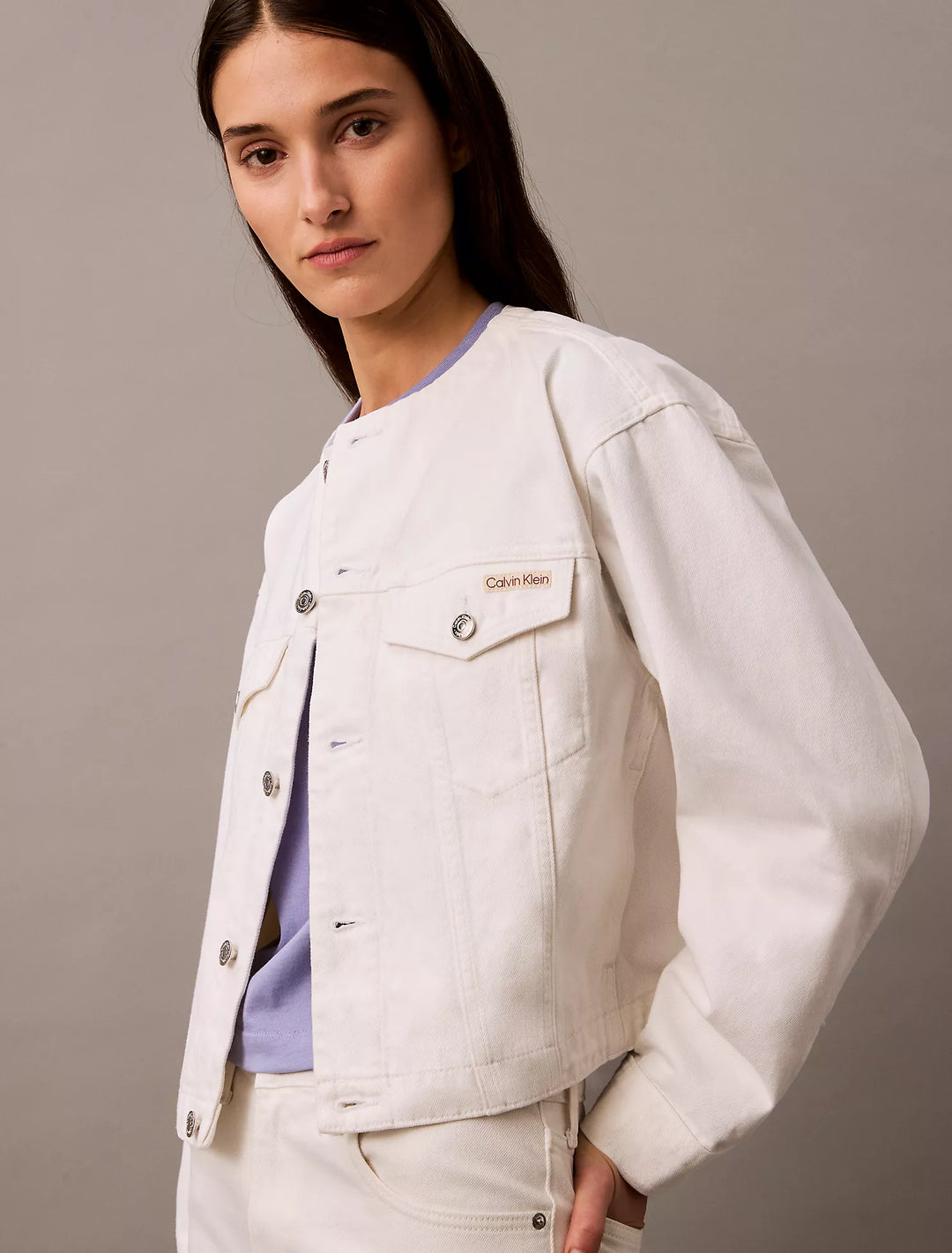 Calvin Klein Cropped Denim Trucker Jacket