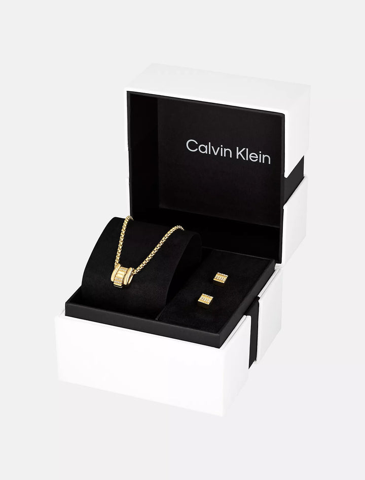 Calvin Klein Crystal Accent Necklace and Earrings Gift Set