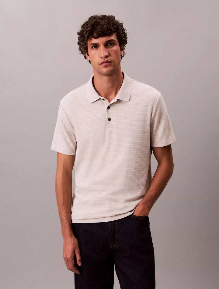 Calvin Klein Cotton Blend Stripe Classic Polo Shirt