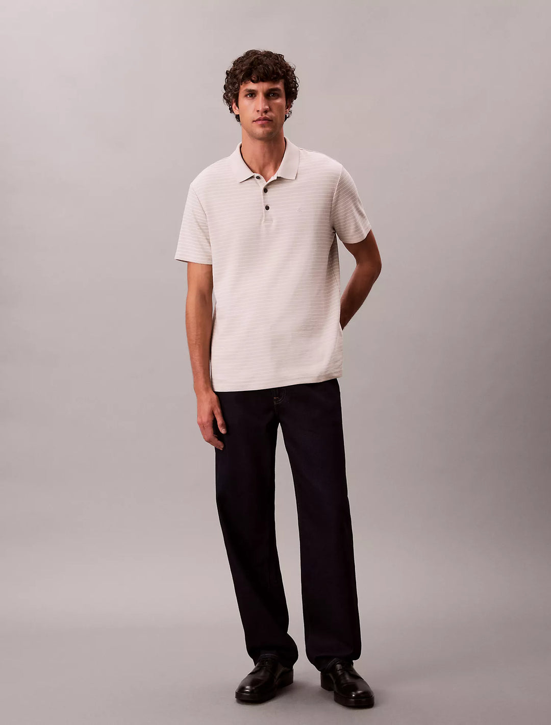 Calvin Klein Cotton Blend Stripe Classic Polo Shirt