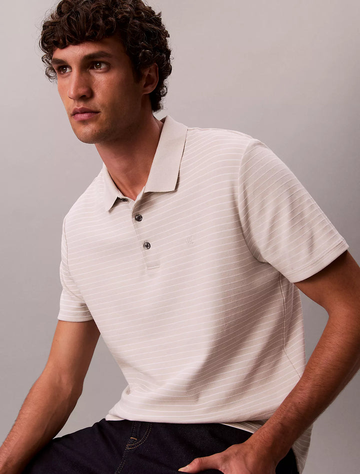 Calvin Klein Cotton Blend Stripe Classic Polo Shirt