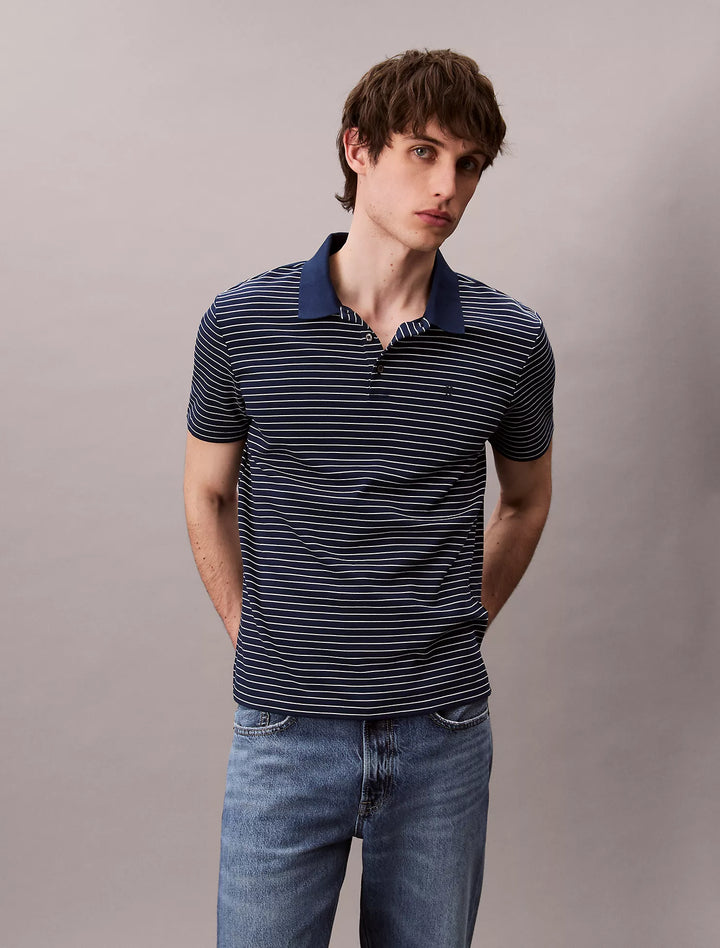 Calvin Klein Cotton Blend Stripe Classic Polo Shirt
