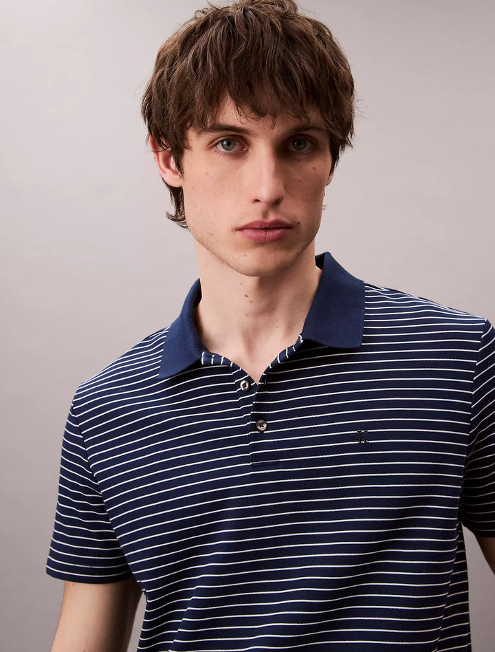 Calvin Klein Cotton Blend Stripe Classic Polo Shirt
