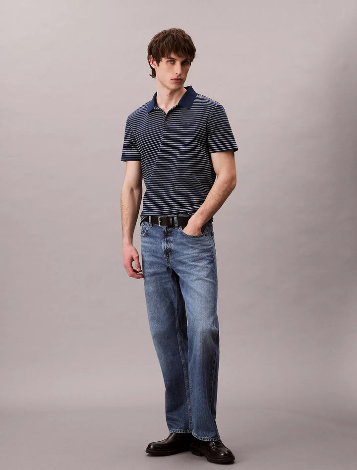Calvin Klein Cotton Blend Stripe Classic Polo Shirt