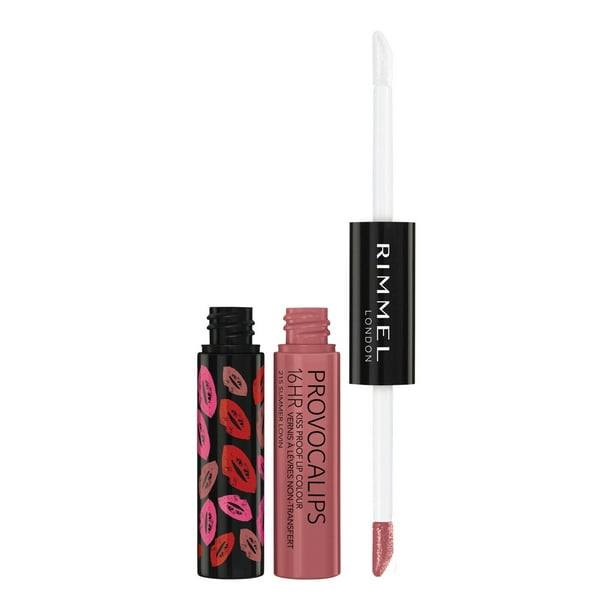 Rimmel Provocalips 16HR Kiss-Proof Lip Colour, two-step, glossy finish, 16H of colour, lightweight & flexible formula, 100% Cruelty-Free, Mask-Resistant Lipstick