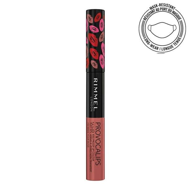 Rimmel Provocalips 16HR Kiss-Proof Lip Colour, two-step, glossy finish, 16H of colour, lightweight & flexible formula, 100% Cruelty-Free, Mask-Resistant Lipstick