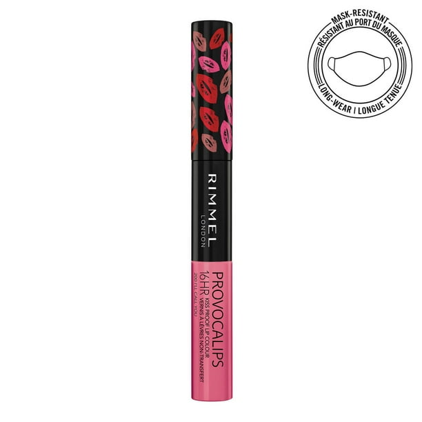 Rimmel Provocalips 16HR Kiss-Proof Lip Colour, two-step, glossy finish, 16H of colour, lightweight & flexible formula, 100% Cruelty-Free, Mask-Resistant Lipstick