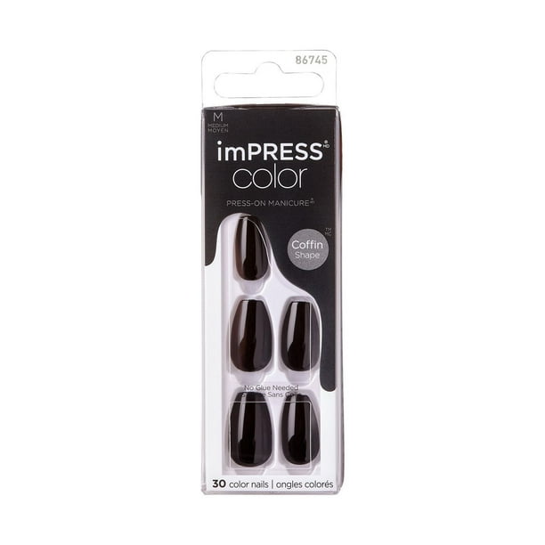 Kiss Products Inc KISS ImPRESS Color - Fake Nails, 30 Count, Coffin Shape Medium, Gel in minutes