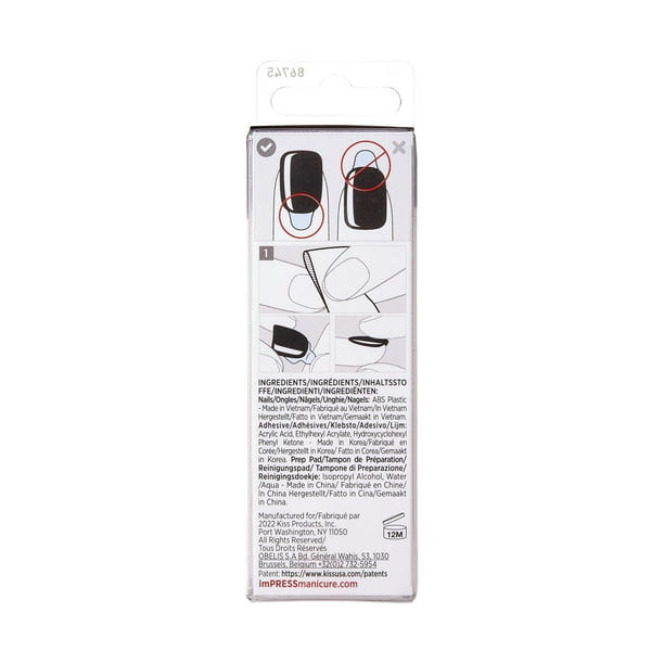 Kiss Products Inc KISS ImPRESS Color - Fake Nails, 30 Count, Coffin Shape Medium, Gel in minutes