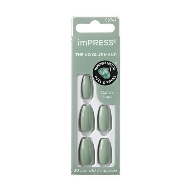 Kiss Products Inc KISS ImPRESS Color - Fake Nails, 30 Count, Coffin Shape Medium, Gel in minutes