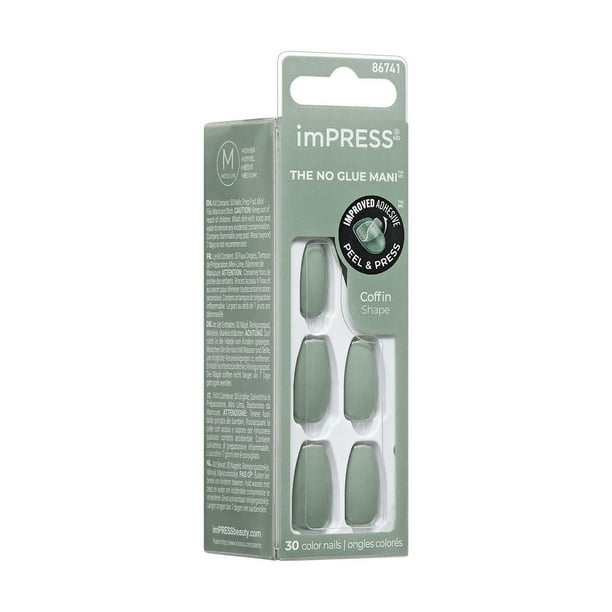 Kiss Products Inc KISS ImPRESS Color - Fake Nails, 30 Count, Coffin Shape Medium, Gel in minutes