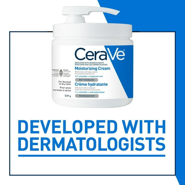 CeraVe Moisturizing Cream with 3 Ceramides and Hyaluronic Acid | Daily Face, Body and Hand Moisturizer for Normal to Dry Skin, Women & Men | Non-Comedogenic, Oil-free, and Fragrance Free - Travel Size, Hyaluronic Acid