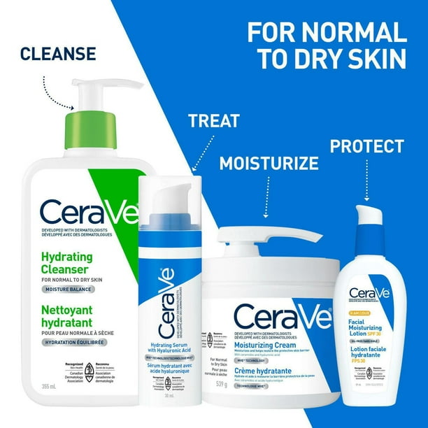 CeraVe Moisturizing Cream with 3 Ceramides and Hyaluronic Acid | Daily Face, Body and Hand Moisturizer for Normal to Dry Skin, Women & Men | Non-Comedogenic, Oil-free, and Fragrance Free - Travel Size, Hyaluronic Acid