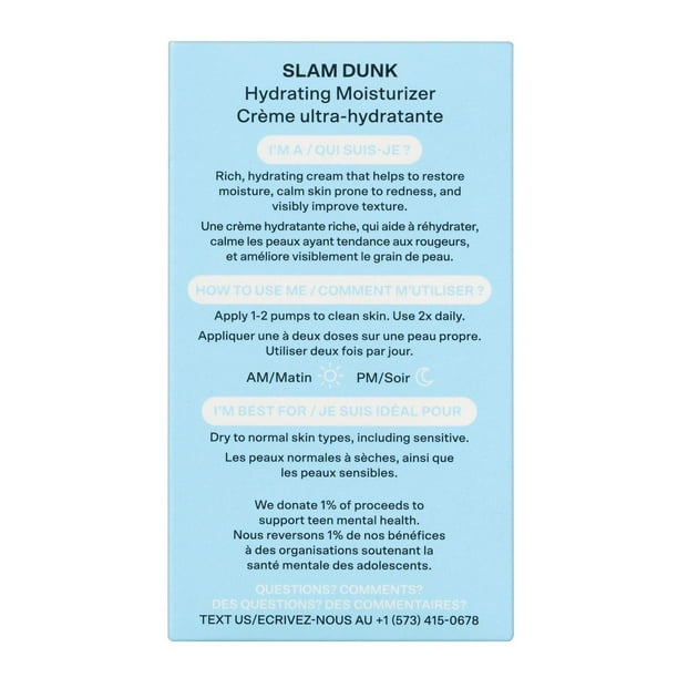Bubble Skincare Slam Dunk Hydrating Face Moisturizer, For Normal to Dry Skin, 1.7 FL OZ / 50mL, Slam Dunk Hydrating Moisturizer