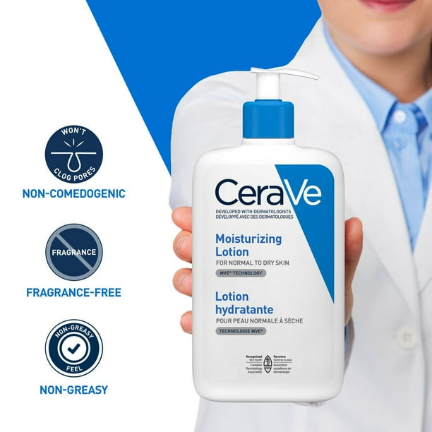 CeraVe Moisturizing Lotion, Body Lotion, Face Moisturizer, and Hand Cream for Women & Men with Hyaluronic Acid and 3 Ceramides. For Normal to Dry Skin & Sensitive Skin, Fragrance-Free, 355mL, Lightweight hydrating lotion