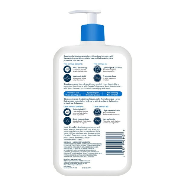 CeraVe Moisturizing Lotion, Body Lotion, Face Moisturizer, and Hand Cream for Women & Men with Hyaluronic Acid and 3 Ceramides. For Normal to Dry Skin & Sensitive Skin, Fragrance-Free, 355mL, Lightweight hydrating lotion