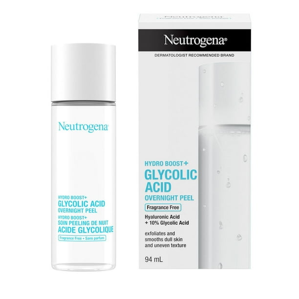 Neutrogena Hydro Boost+ Glycolic Acid Overnight Peel - Hyaluronic Acid, Glycolic Acid, AHA - Exfoliating Face Peel, 94 ML