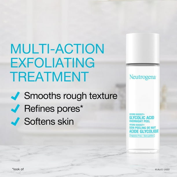 Neutrogena Hydro Boost+ Glycolic Acid Overnight Peel - Hyaluronic Acid, Glycolic Acid, AHA - Exfoliating Face Peel, 94 ML
