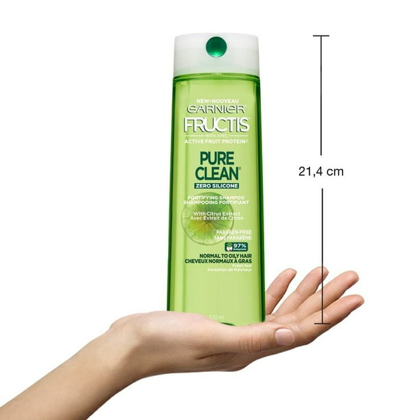 Garnier Fructis Pure Clean Shampoo, Removes Dirt & Oils From Hair, 370 mL
