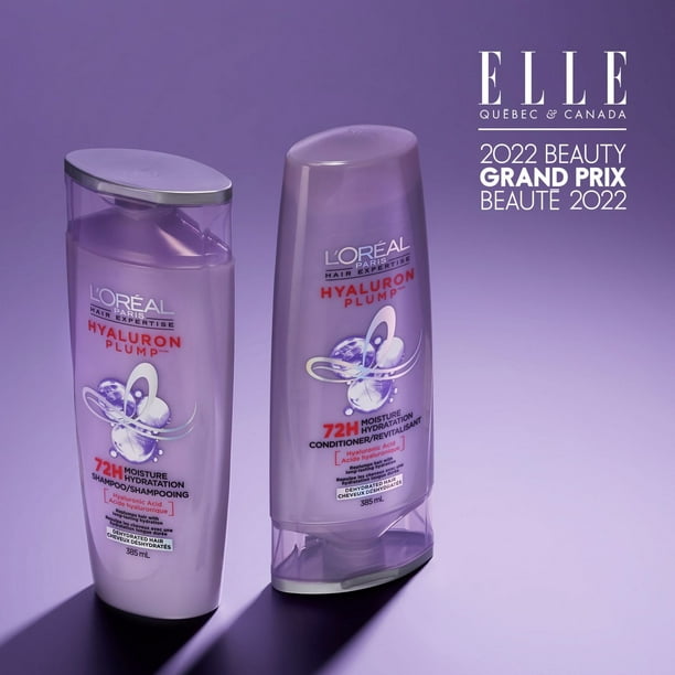 L'Oreal Paris Hair Expertise Hyaluron Plump Shampoo, 72 h of Moisture for hair, 591 mL