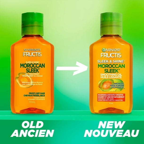 Garnier Fructis, Sleek & Shine Moroccan Oil Treatment, Frizz Control, 111 mL