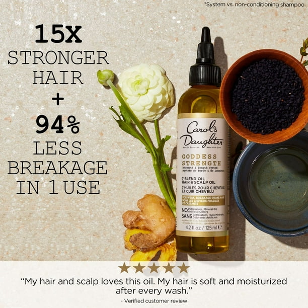 Carol's Daughter Goddess Strength Hair Oil for Breakage Prone Hair with Castor Oil, 15X Stronger Hair, 4.2 fl oz