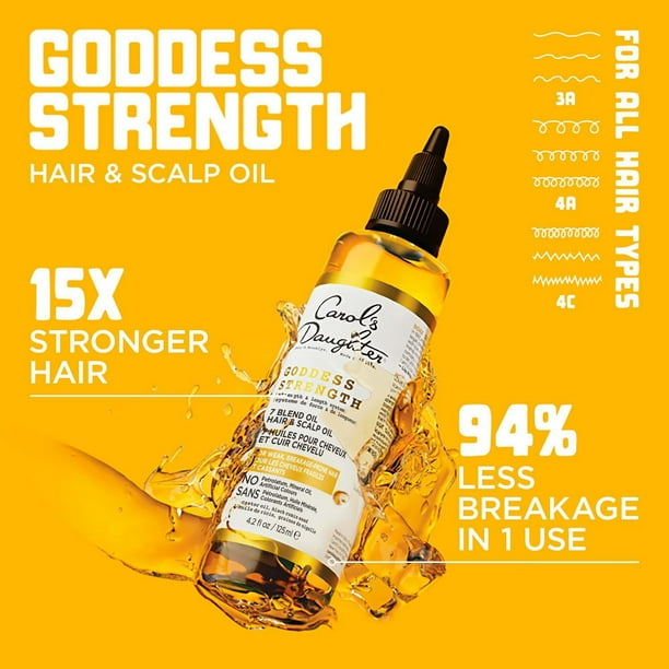 Carol's Daughter Goddess Strength Hair Oil for Breakage Prone Hair with Castor Oil, 15X Stronger Hair, 4.2 fl oz